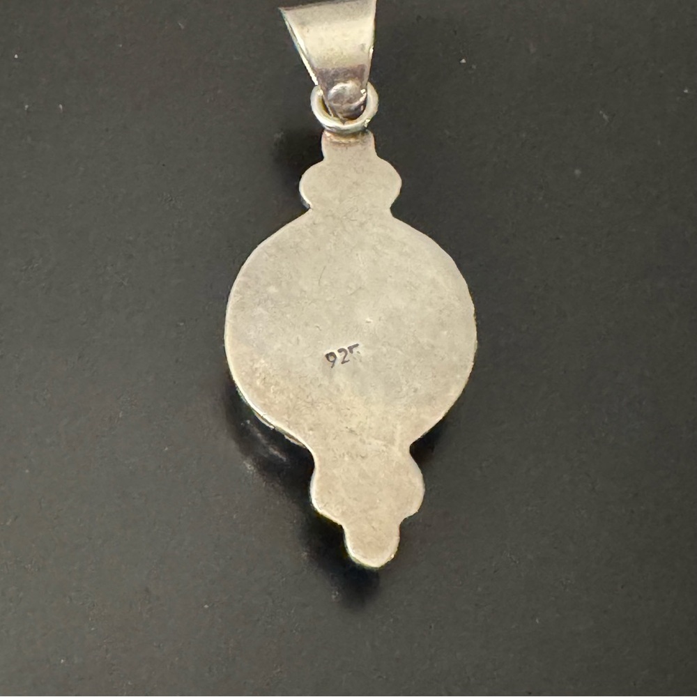 Vintage Sterling Silver and Turquoise Pendant - Picture 2 of 6